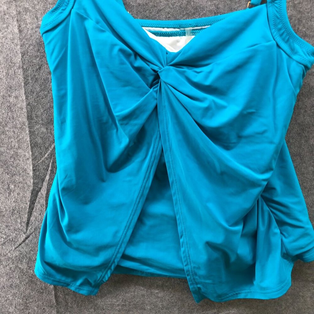 Lands' End Women's Blue Swim Top - Picture 4 of 10